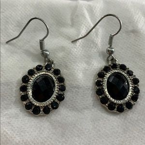 Black and Sliver Dangle Earrings